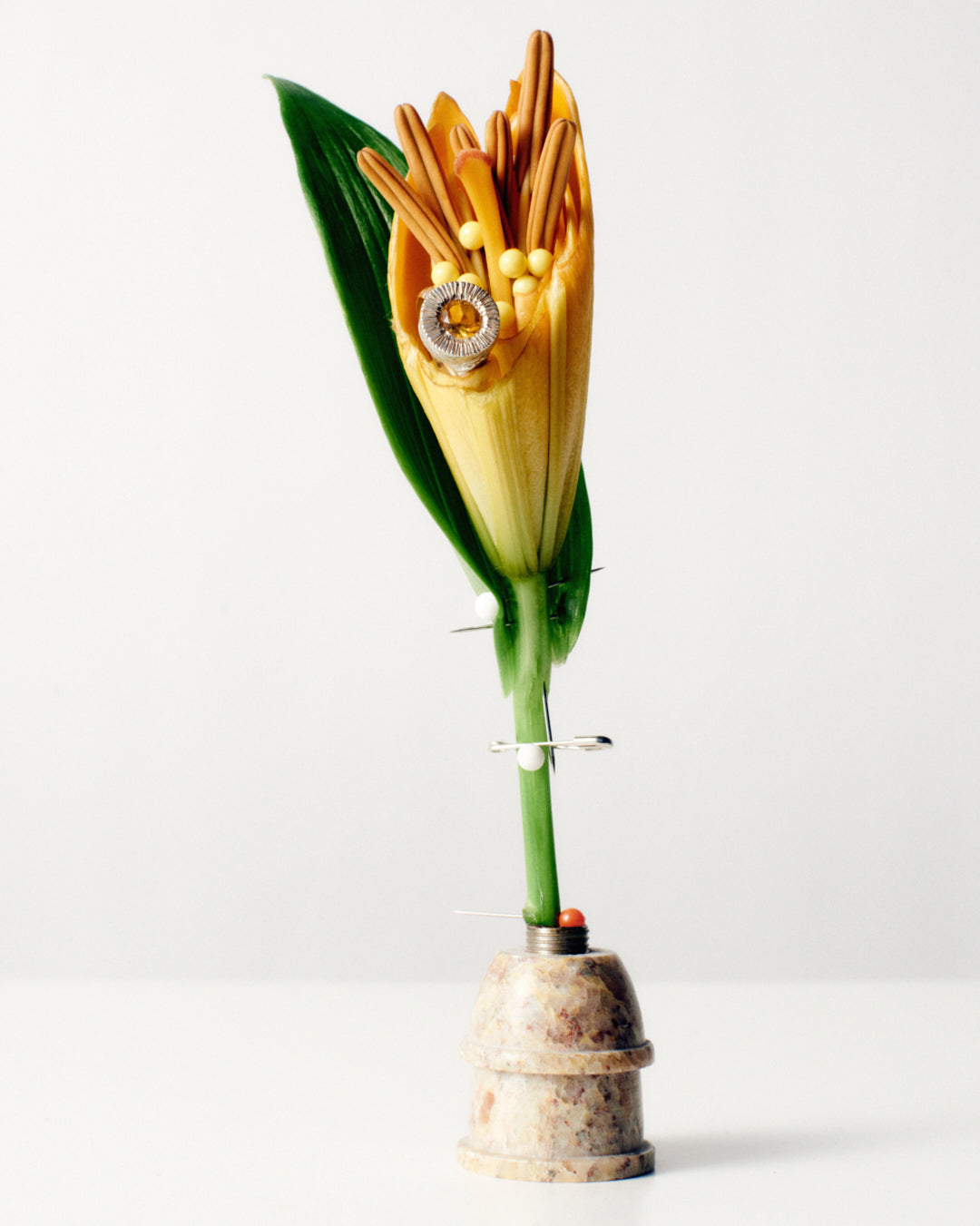 A hand sculpted, textured sterling silver ring set with a citrine. Made using the lost wax casting technique by Violette Stehli. Photo by Daniel Antropik.