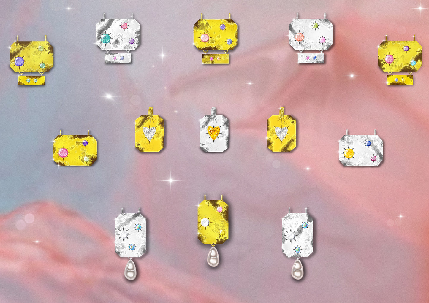 Pendentif diamant, saphirs et perle baroque