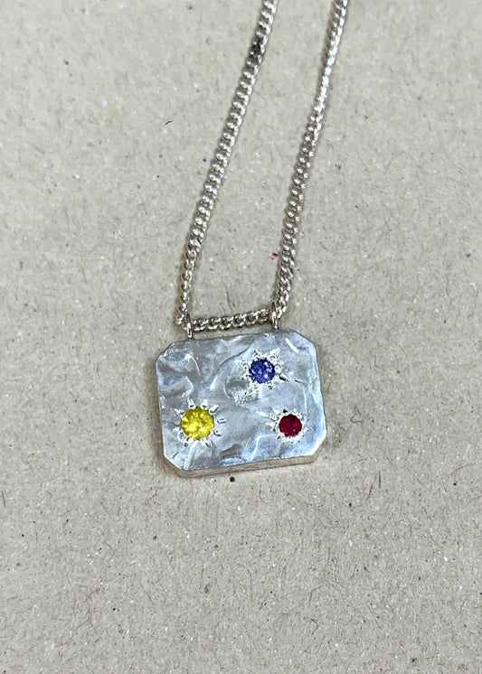 Pendentif Céleste trois pierres + argent