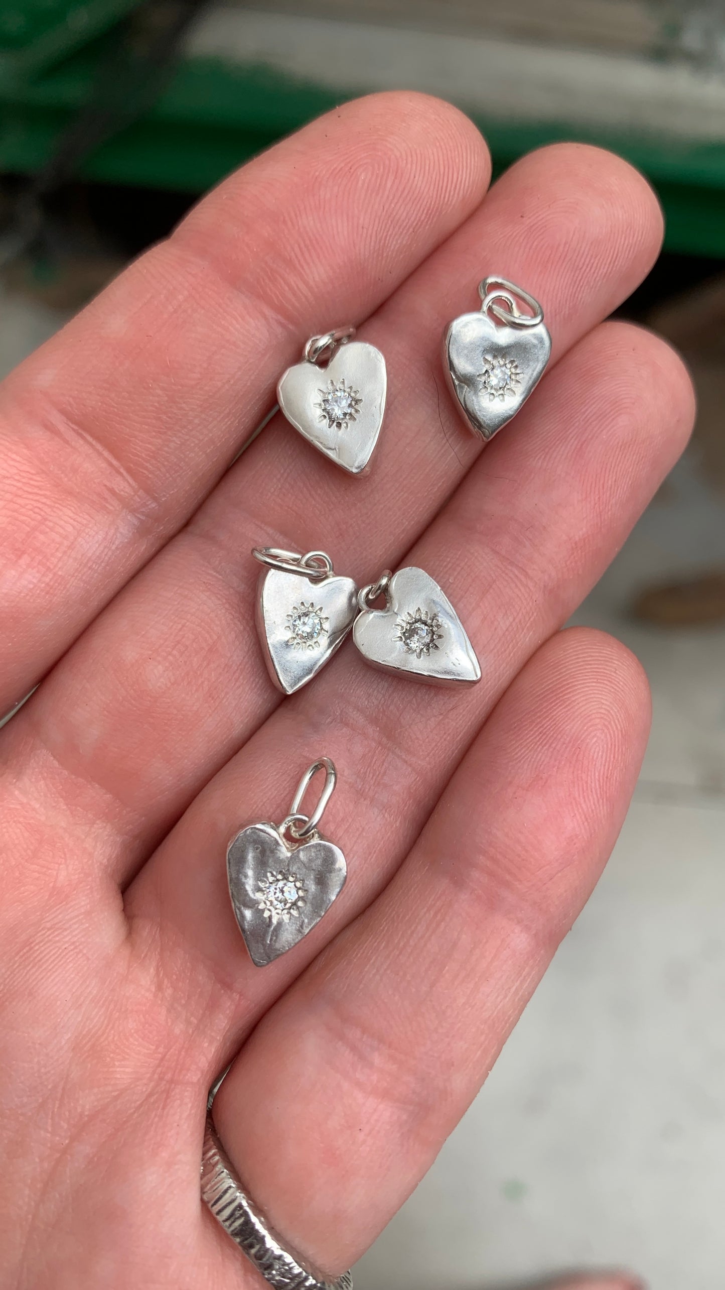 Diamond Molten Heart Charm