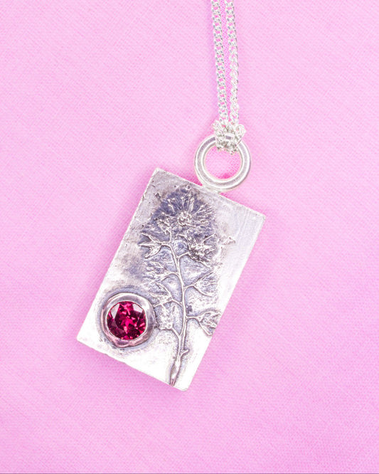 Pendentif Ghost Flower ★ Grenat Rhodolite